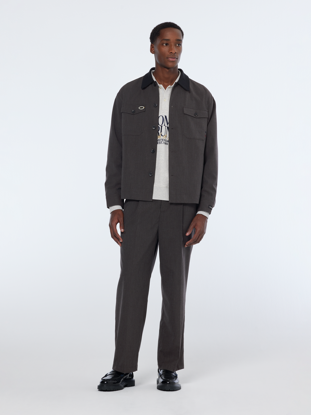 Melange with pocket detail wide fit chino