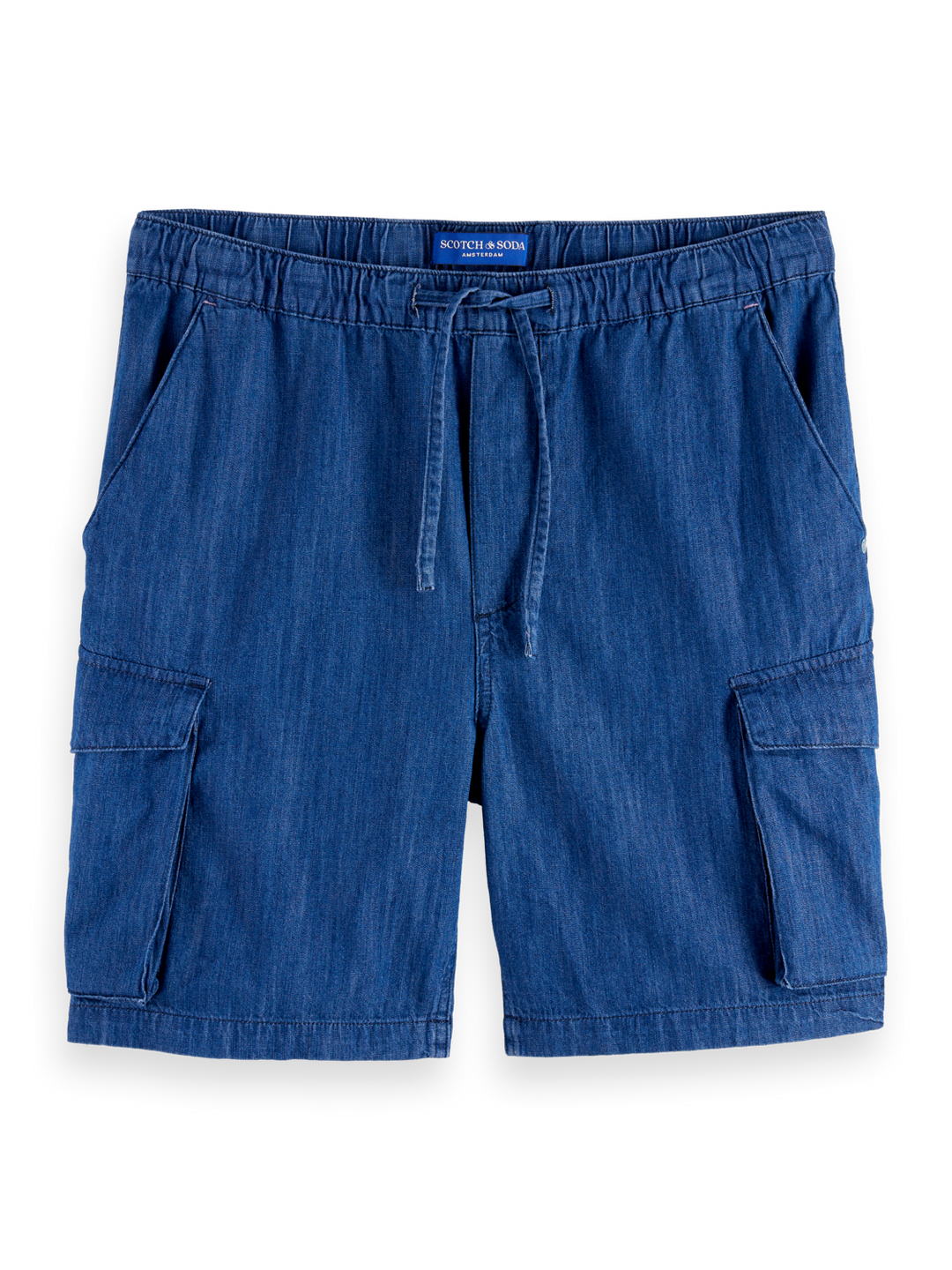 Lightweight sporty denim beach short with cargo pockets