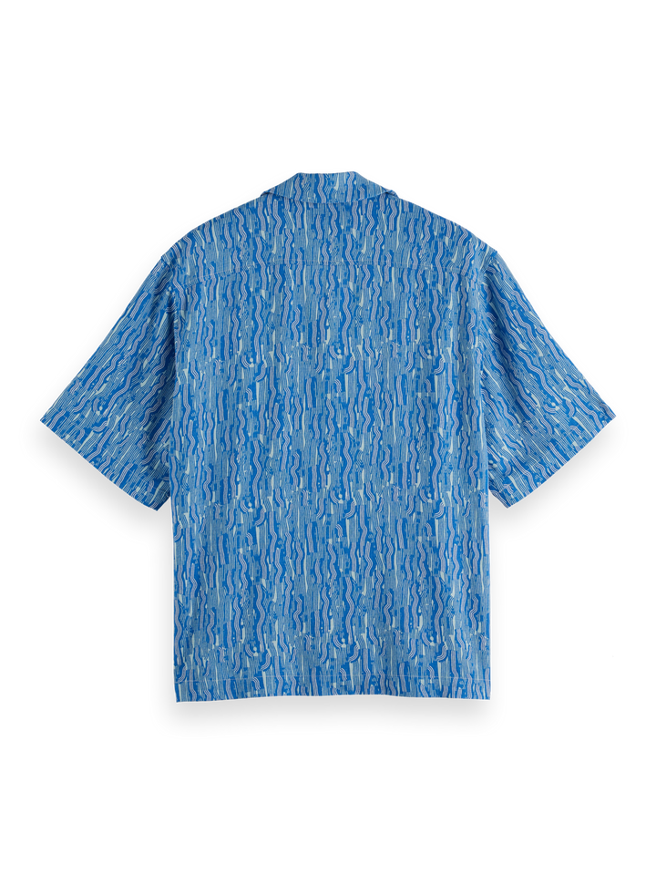 AOP short-sleeved linen-blend relaxed-fit shirt