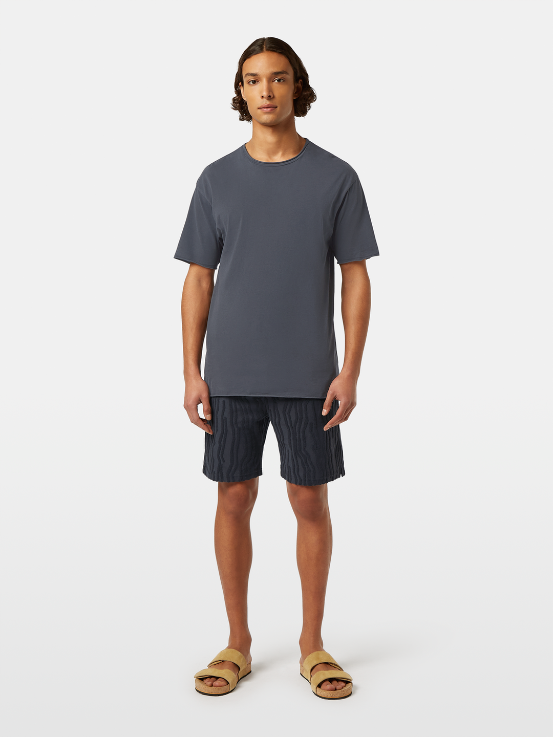 Cotton terry jacquard shorts