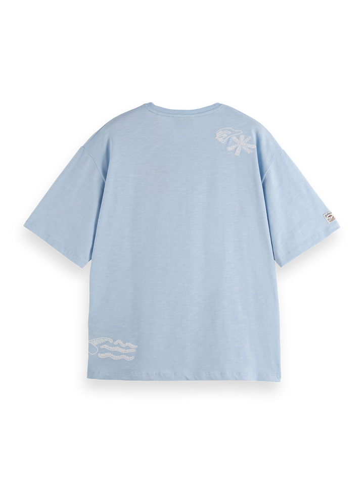 Loose fit slub embroidery T-shirt