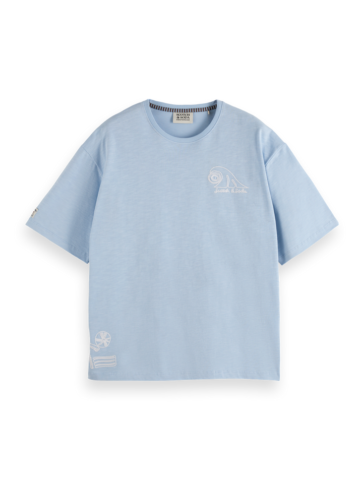 Loose fit slub embroidery T-shirt