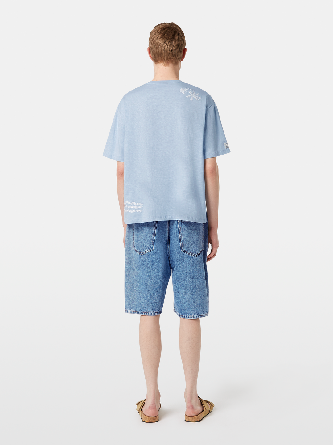 Loose fit slub embroidery T-shirt