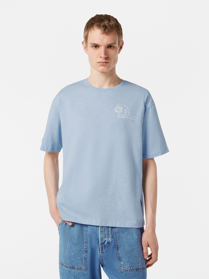 Loose fit slub embroidery T-shirt