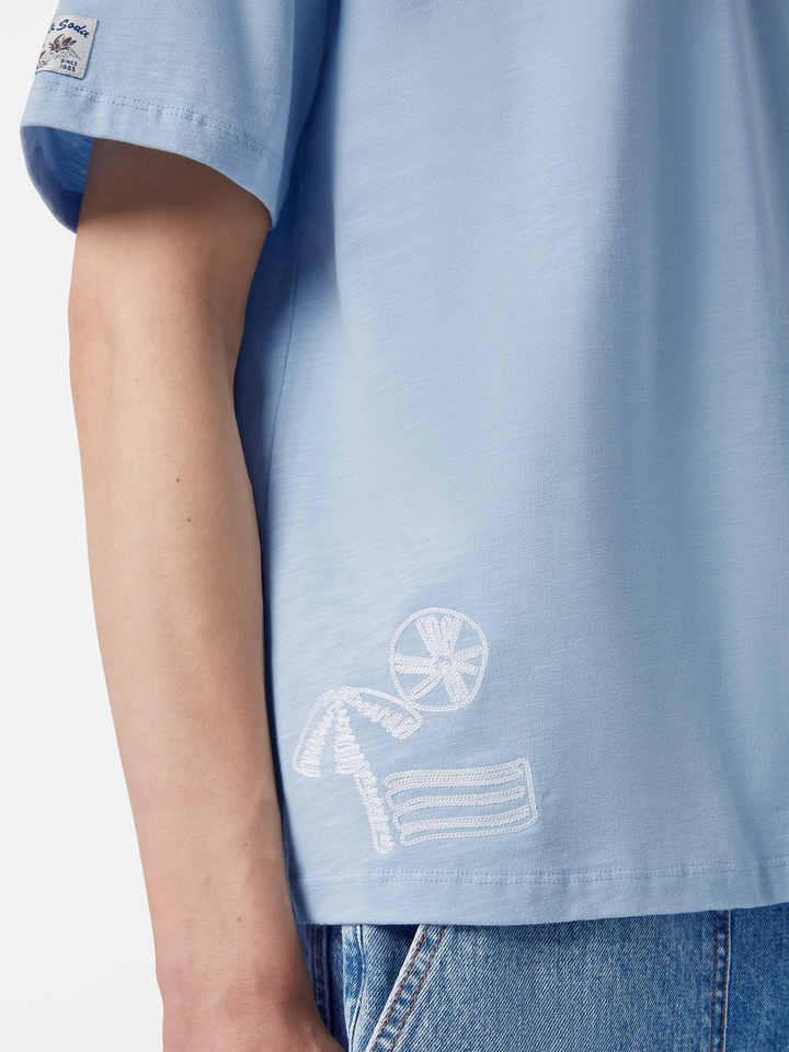 Loose fit slub embroidery T-shirt