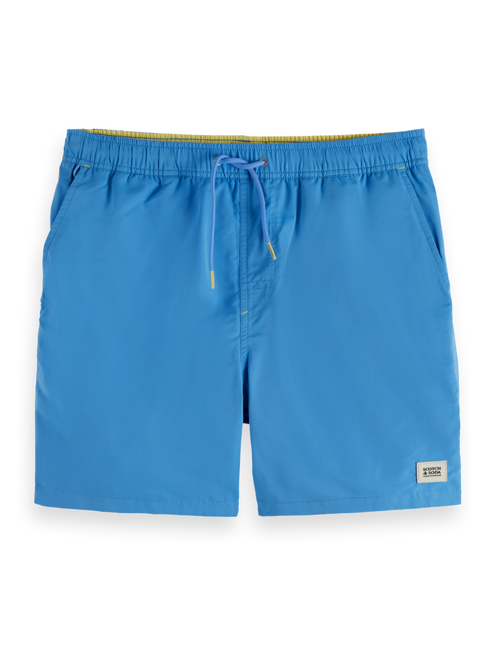 Solid mid-length swim shorts