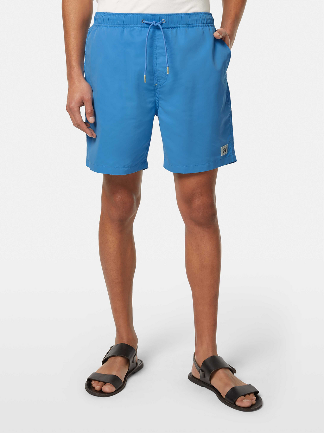 Solid mid-length swim shorts