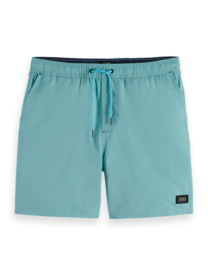 Solid mid-length swim shorts