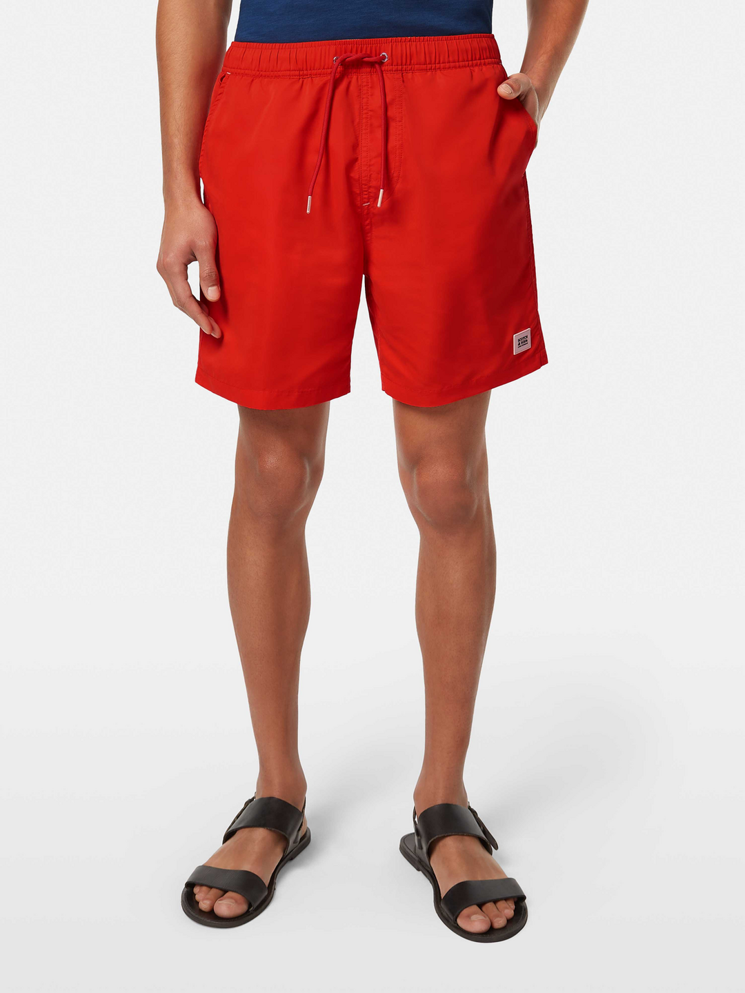 Solid mid-length swim shorts