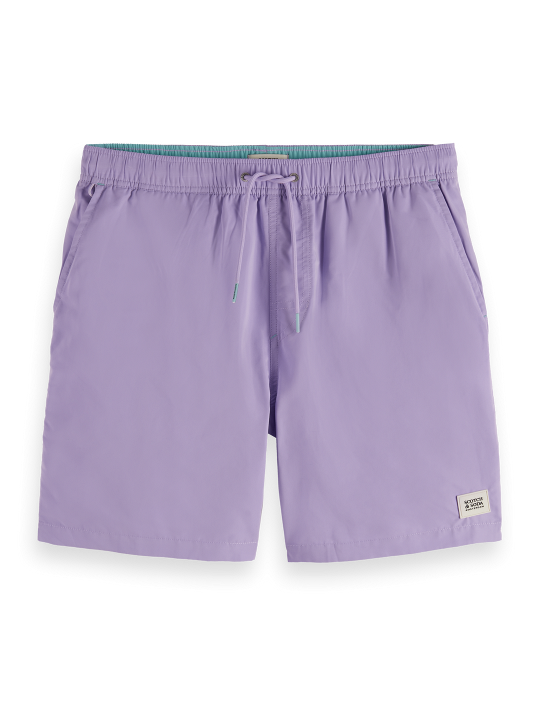 Solid mid-length swim shorts