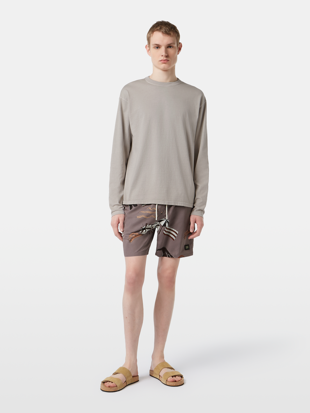 Printed mid-length swim shorts