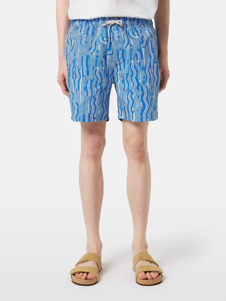 Printed mid-length swim shorts