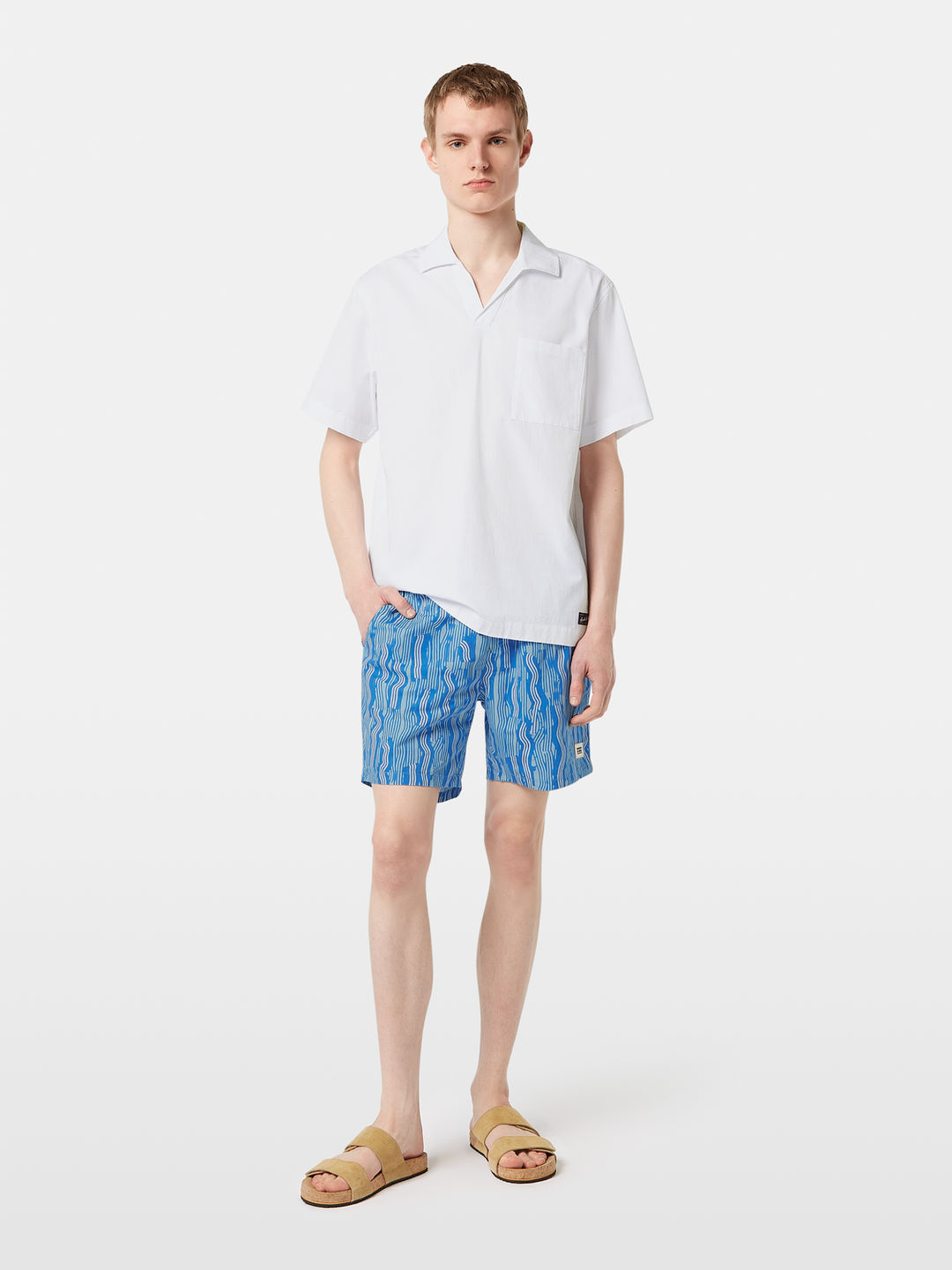 Printed mid-length swim shorts