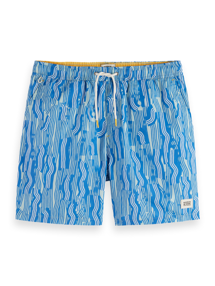Printed mid-length swim shorts