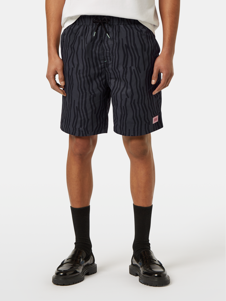 Printed long-length swim shorts