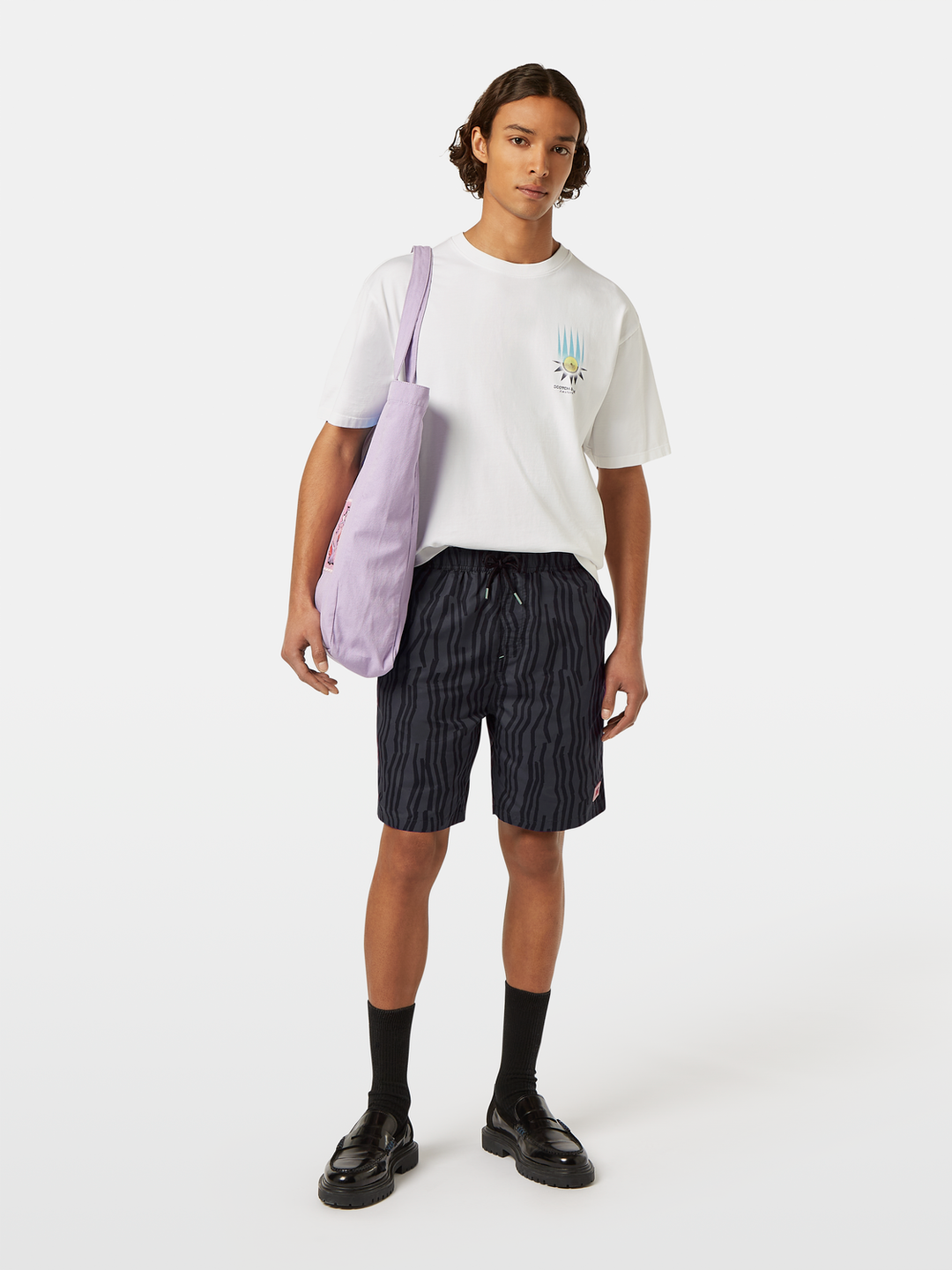 Printed long-length swim shorts