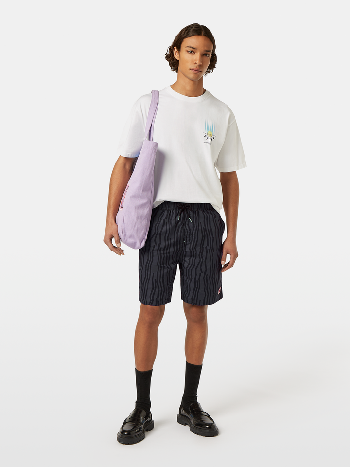 Printed long-length swim shorts