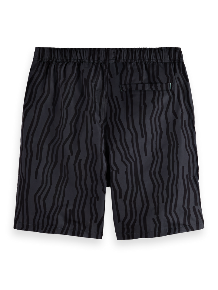 Printed long-length swim shorts