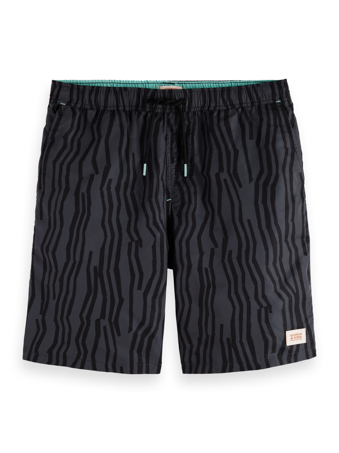 Printed long-length swim shorts