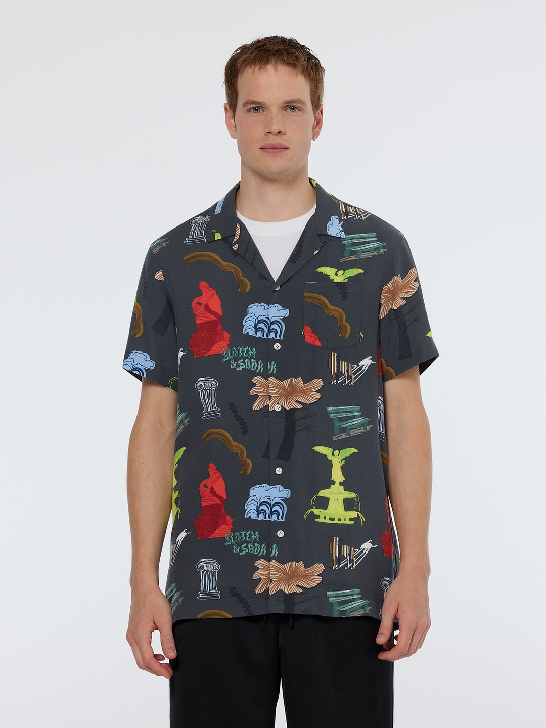 Regular-Fit SS AOP Viscose Shirt