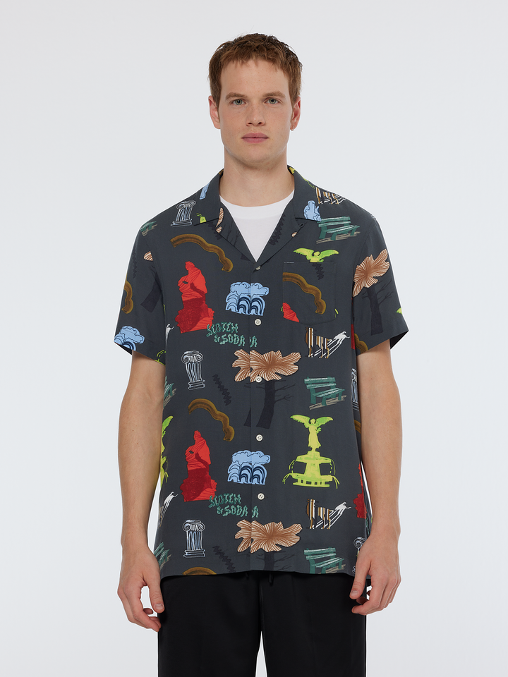 Regular-Fit SS AOP Viscose Shirt