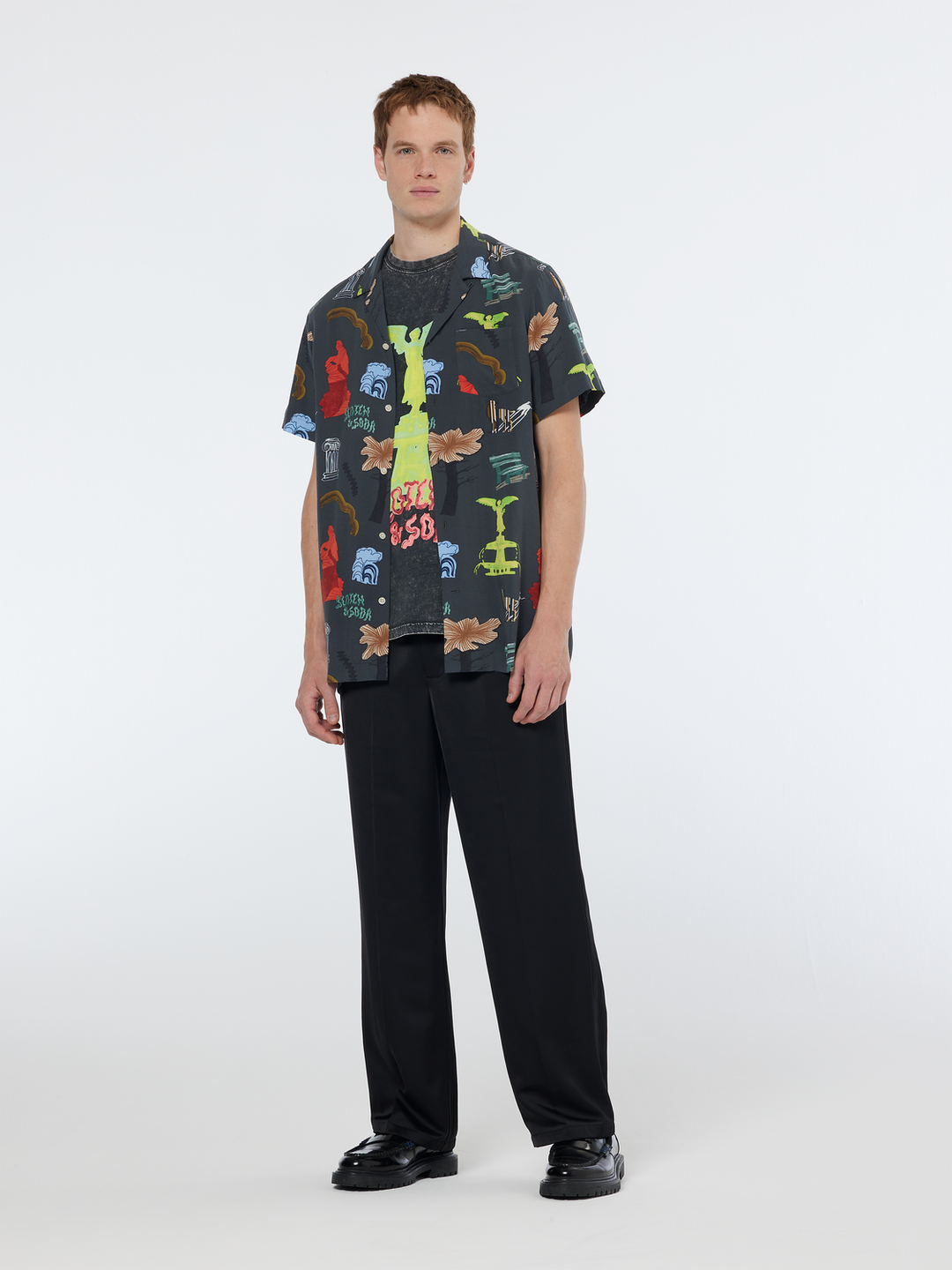 Regular-Fit SS AOP Viscose Shirt
