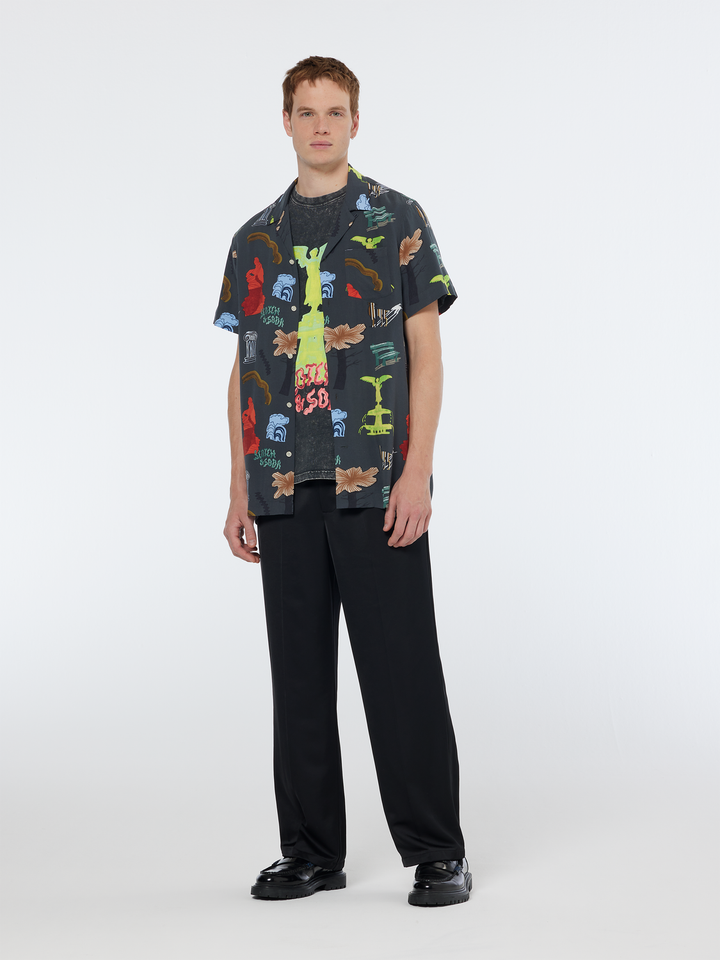 Regular-Fit SS AOP Viscose Shirt
