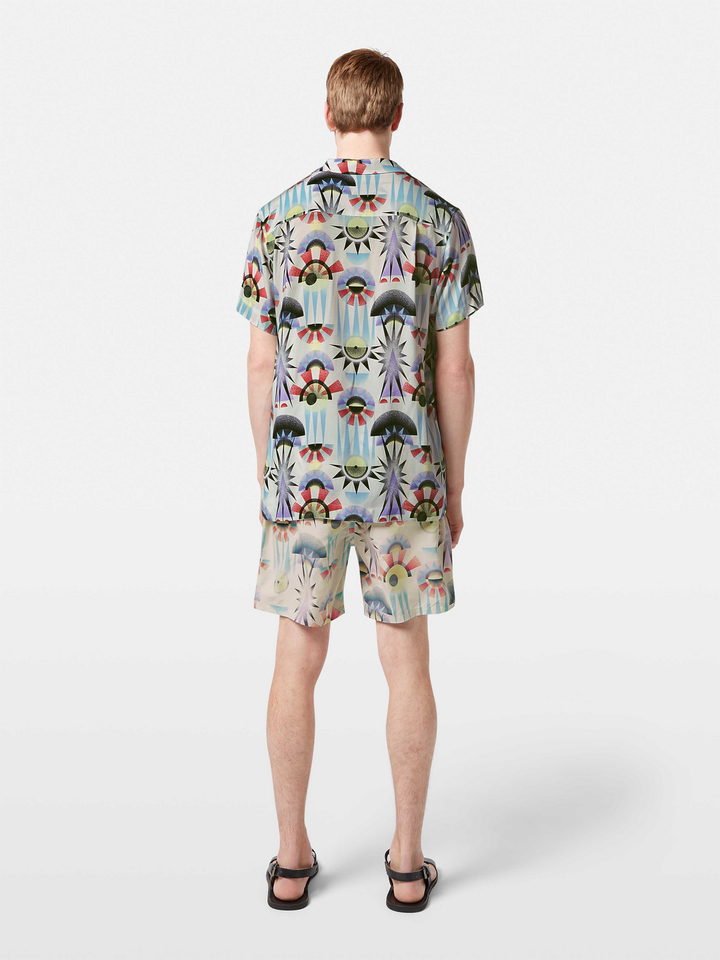 AOP short-sleeved regular fit viscose shirt