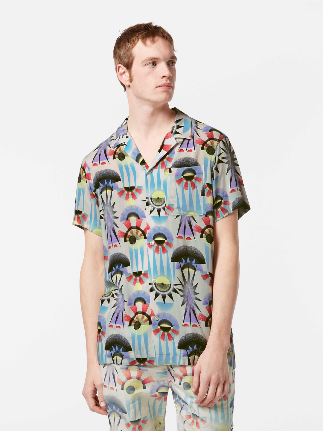 AOP short-sleeved regular fit viscose shirt