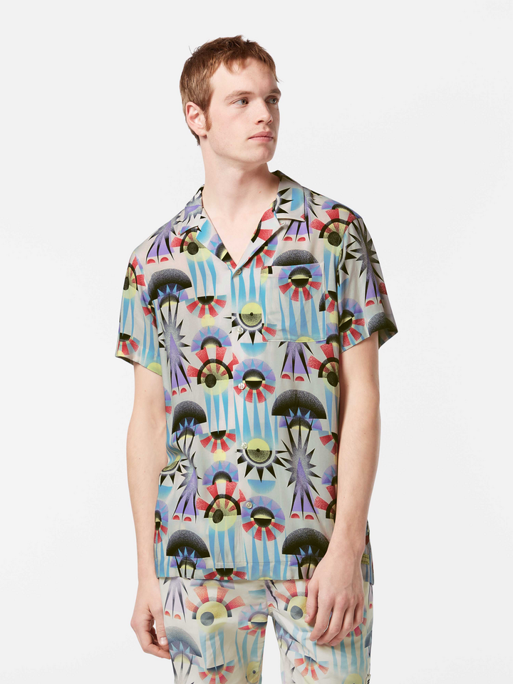 AOP short-sleeved regular fit viscose shirt