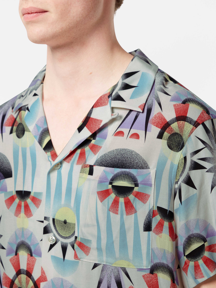 AOP short-sleeved regular fit viscose shirt