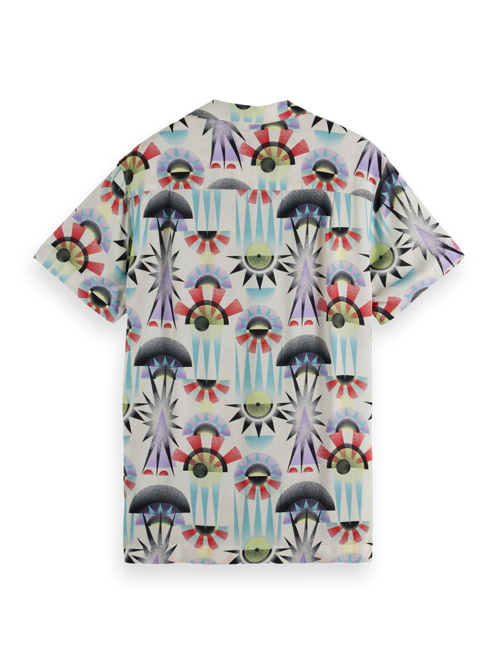AOP short-sleeved regular fit viscose shirt
