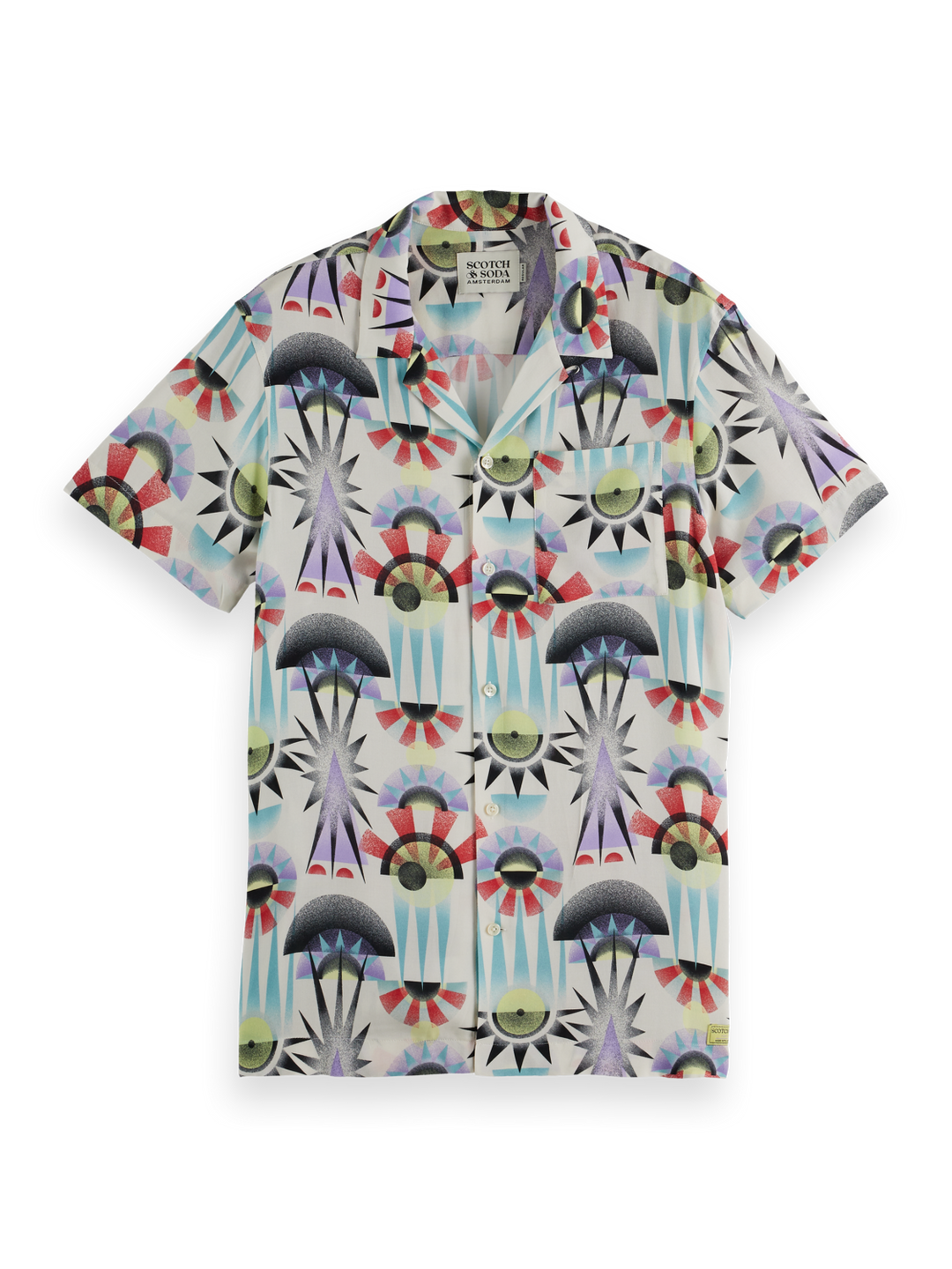 AOP short-sleeved regular fit viscose shirt