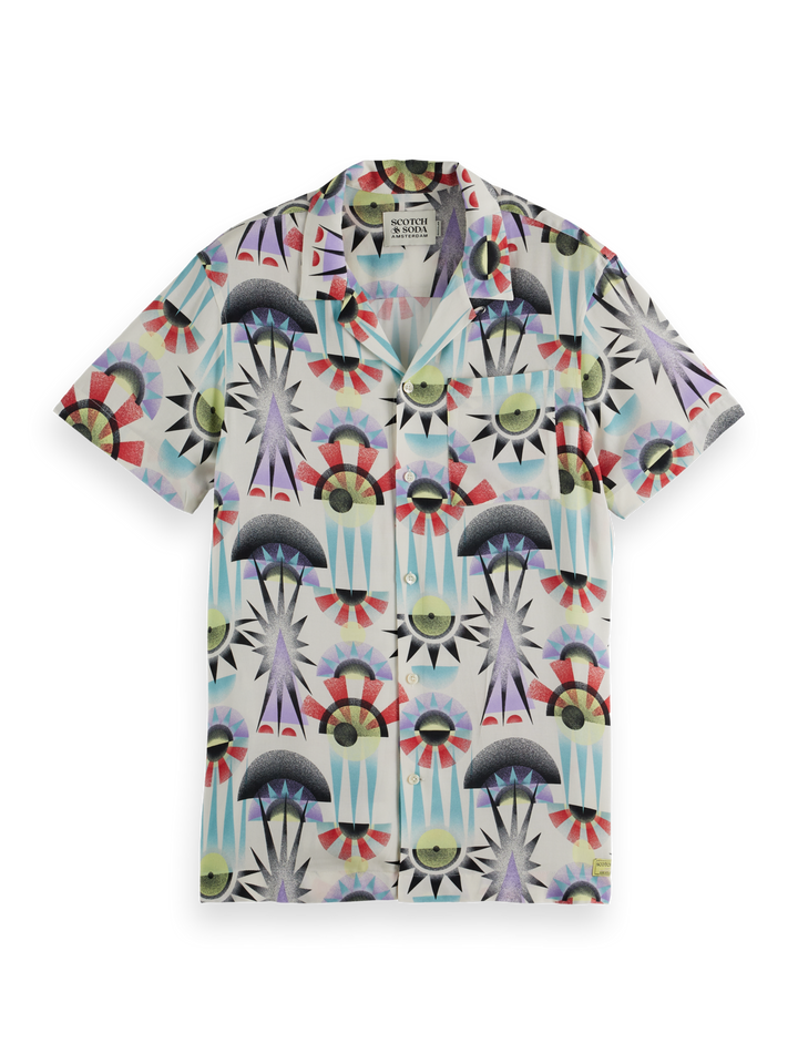 AOP short-sleeved regular fit viscose shirt