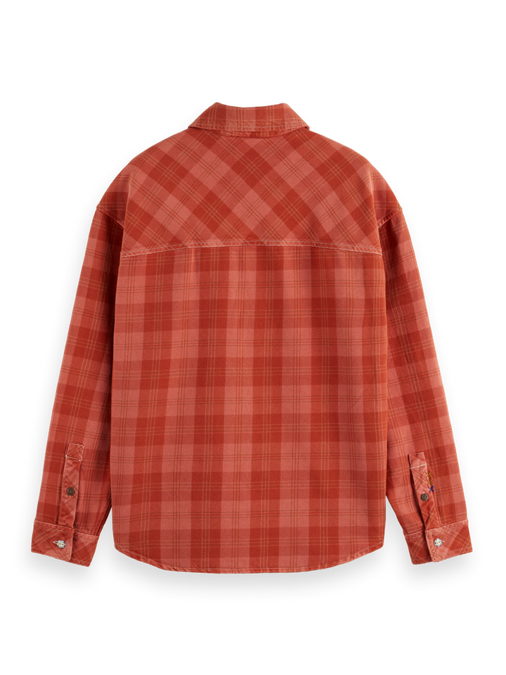 Washed Denim Checked Overshirt