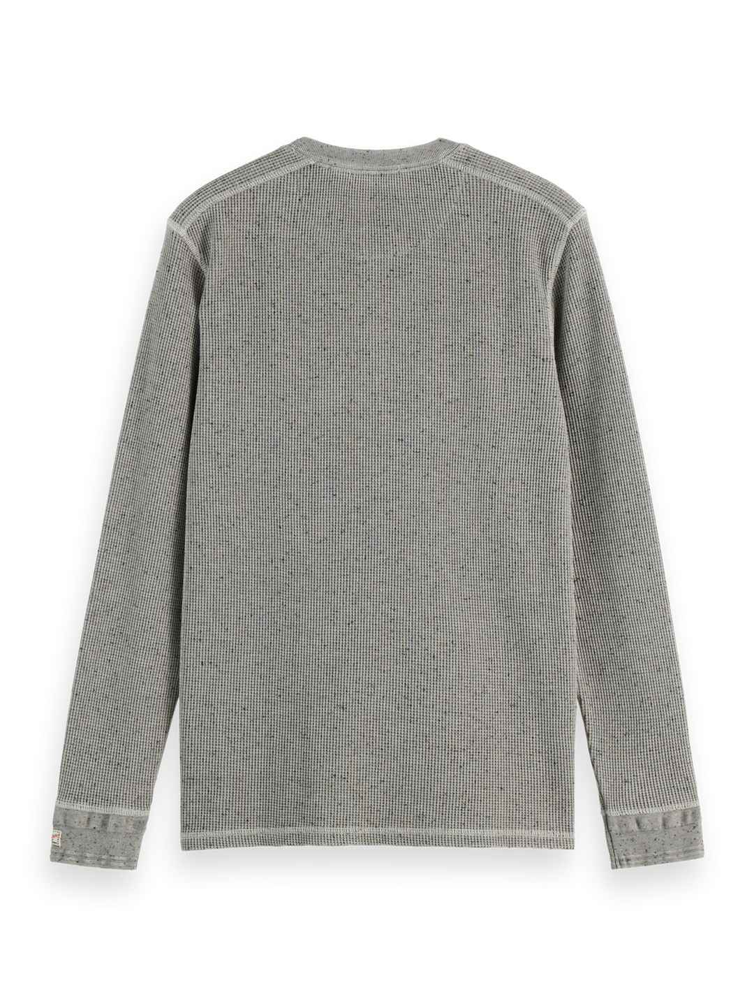 Denim washed long sleeve henley with chambray details