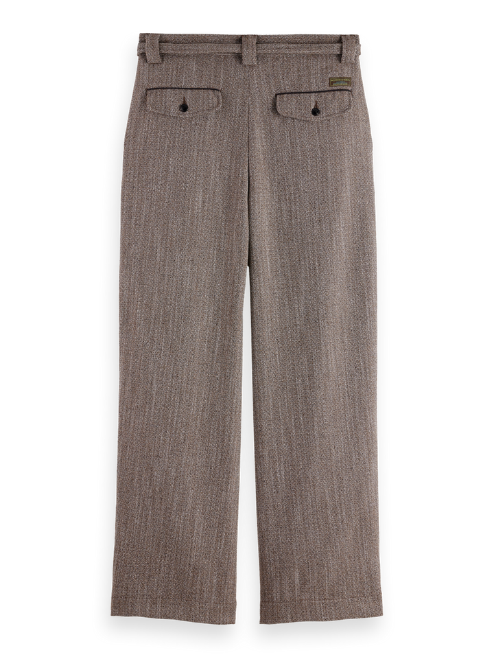 Herringbone Yarn-Dyed Pleated Baggy Chino