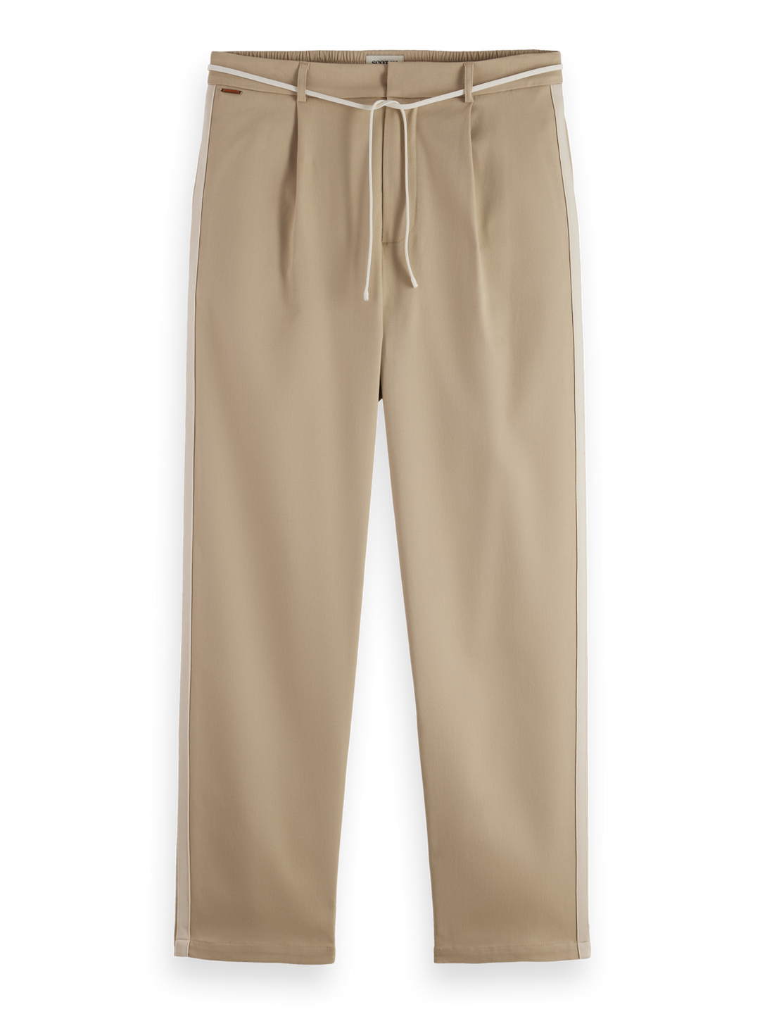 Tape-trimmed twill jersey pleated relaxed straight jogger