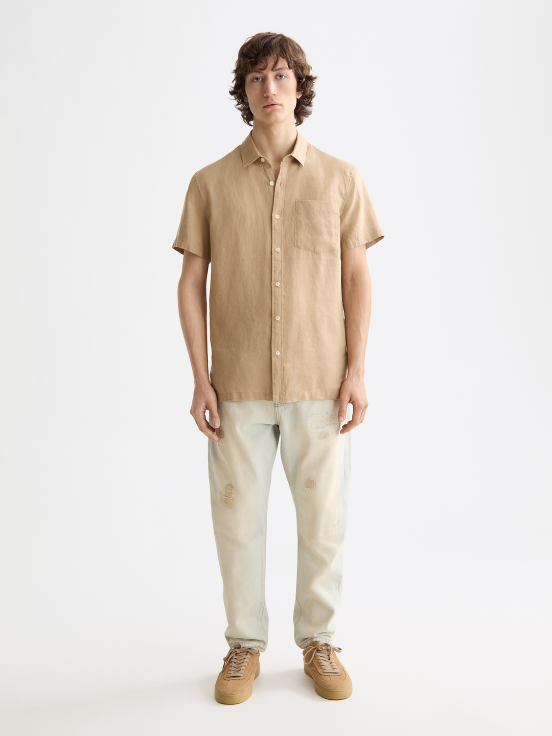 Core seasonal-Regular-fit short-sleeved linen shirt