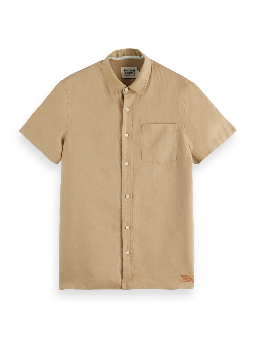 Core seasonal-Regular-fit short-sleeved linen shirt