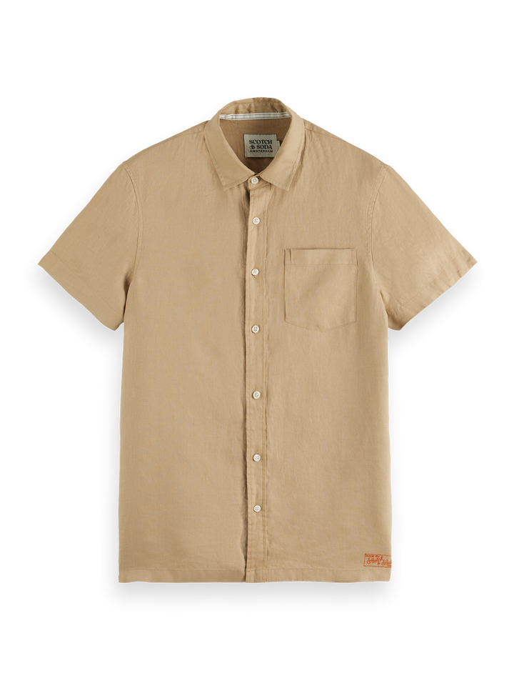Core seasonal-Regular-fit short-sleeved linen shirt