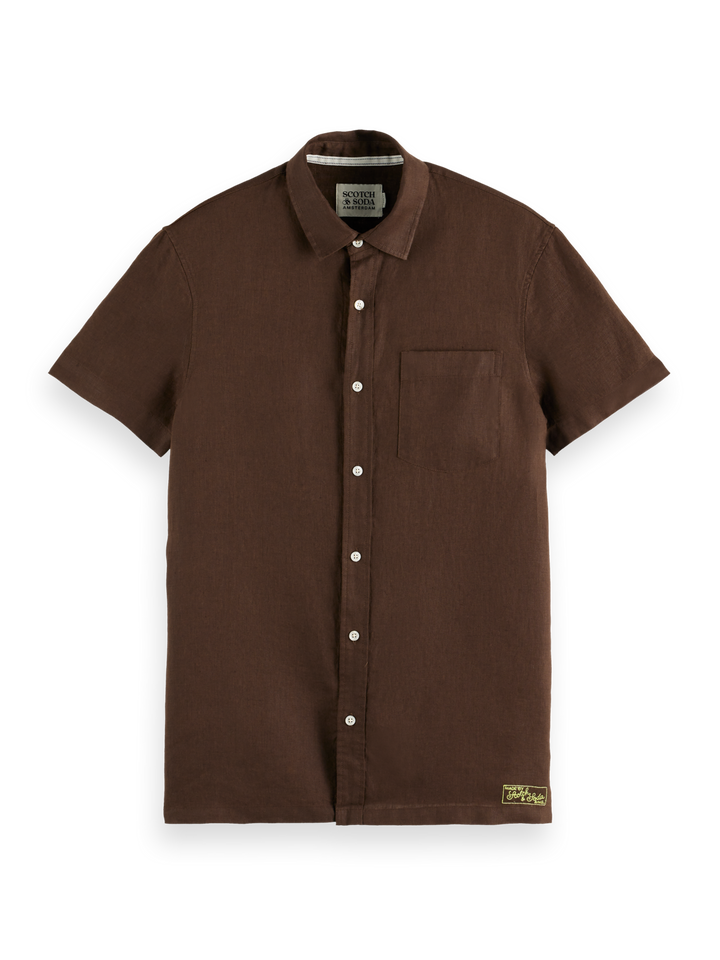 Core seasonal-Regular-fit short-sleeved linen shirt