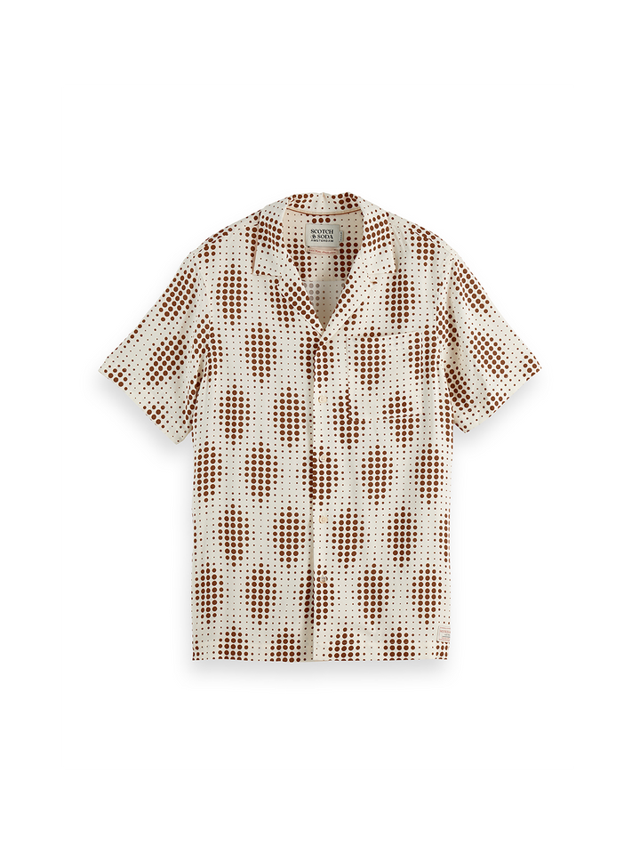Printed short-sleeved viscose shirt