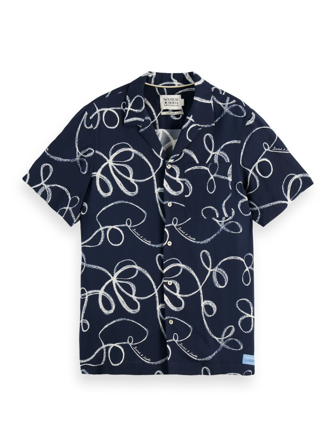 Printed short-sleeved viscose shirt