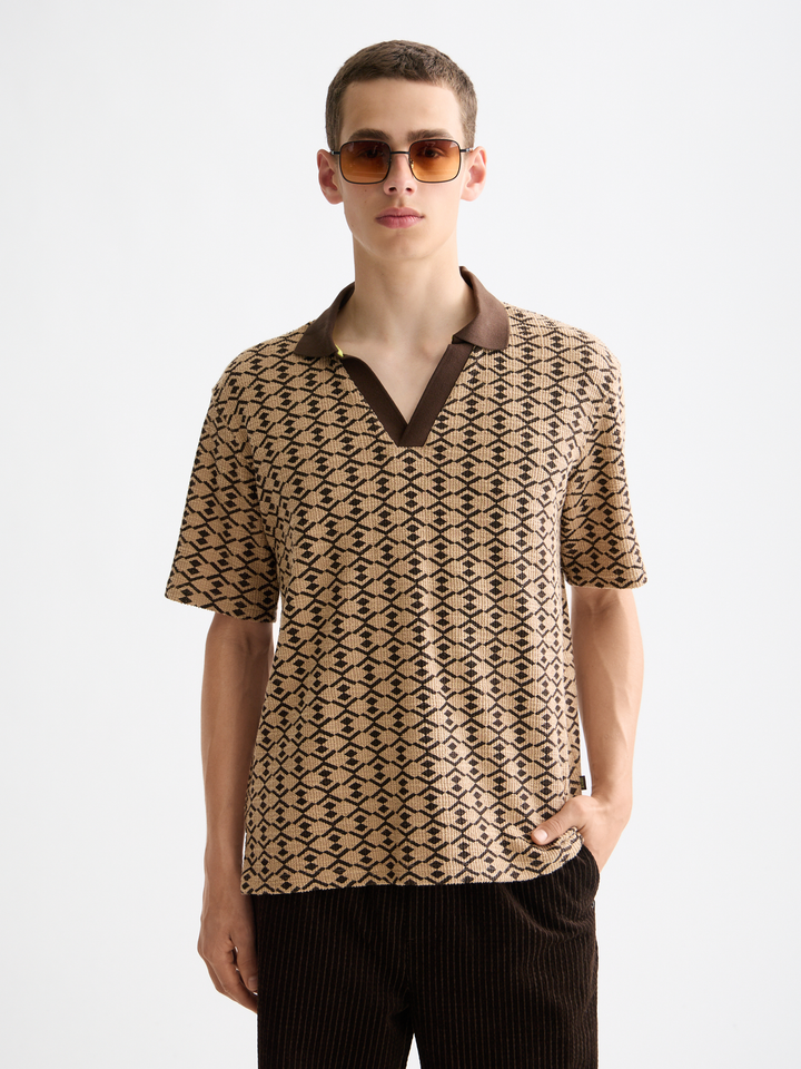 Towelling Printed Relaxed Polo