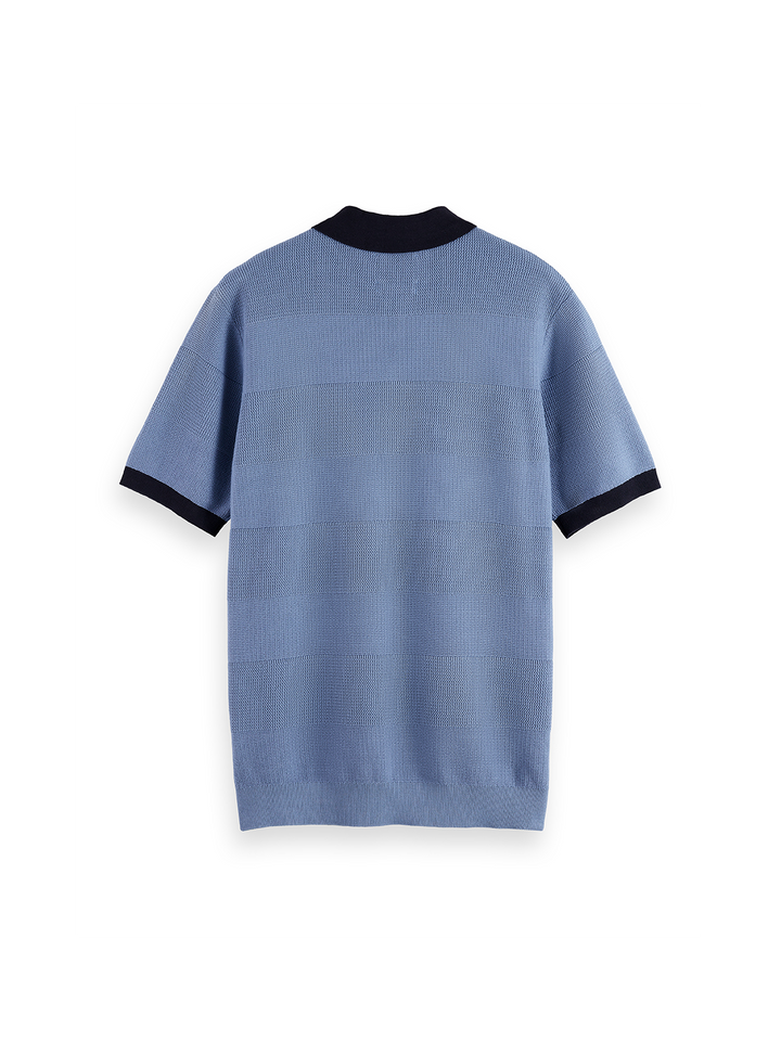 Knitted Tonal Striped Polo