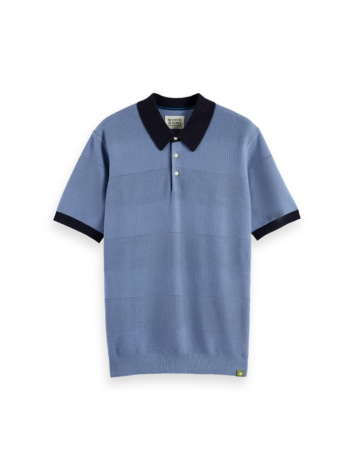 Knitted Tonal Striped Polo