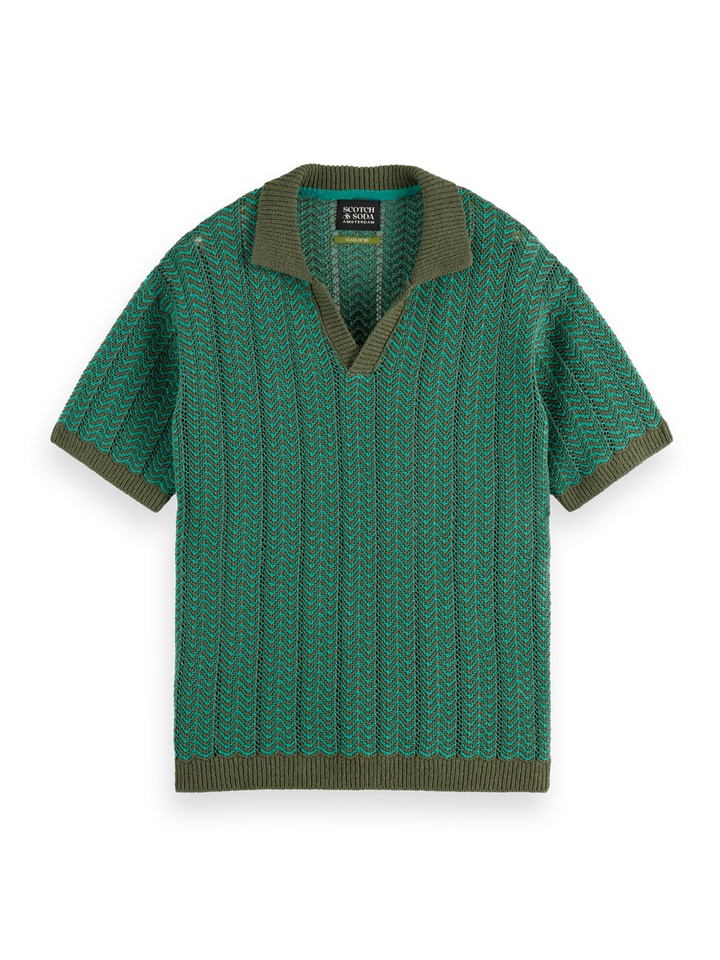 Knitted V-Neck Polo