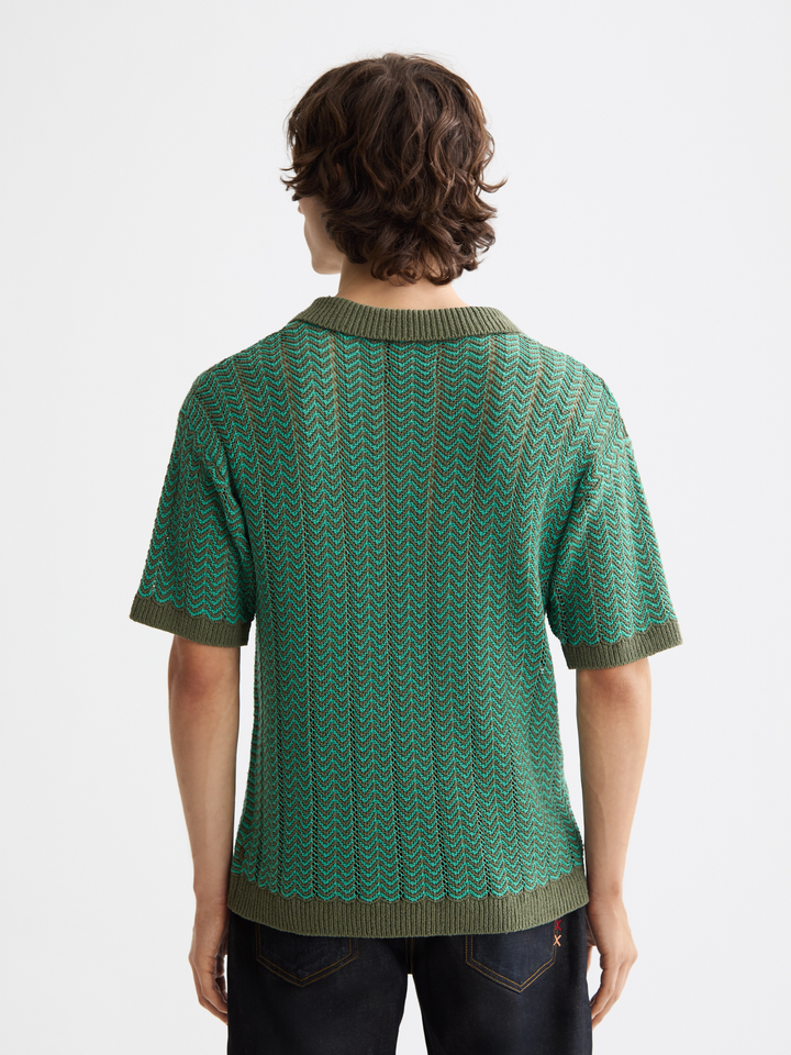 Knitted V-Neck Polo