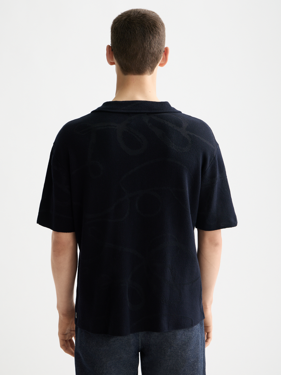 Jacquard Knitted Short Sleeve Shirt